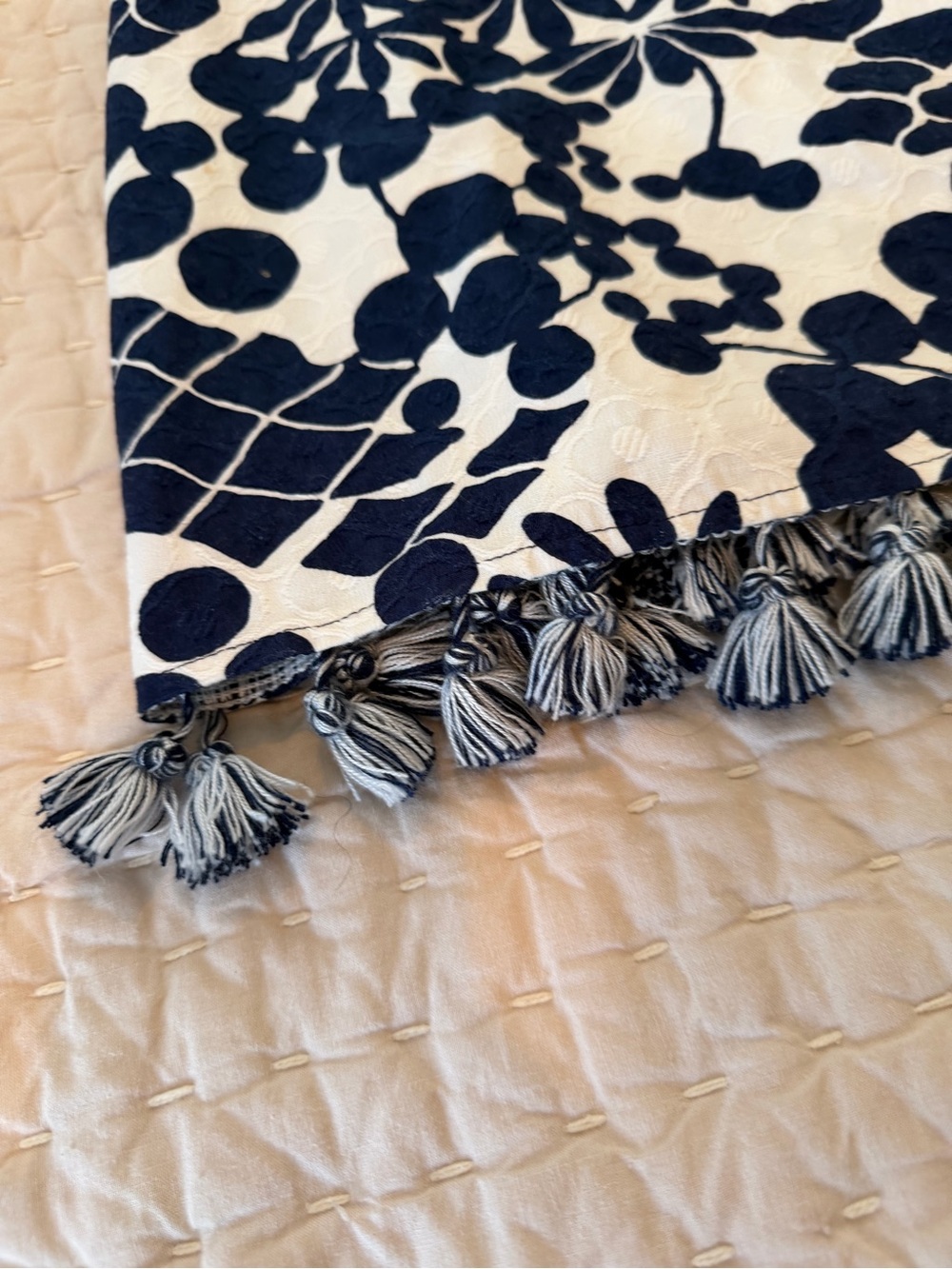 Trina Turk Navy and White Floral Tassel Halter Tunic - Picture 4 of 5